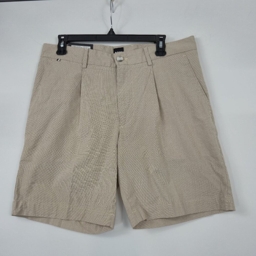 Hugo Boss Men's Brown Beige Shorts Kane Size 32 R Cotton Blend  (63)